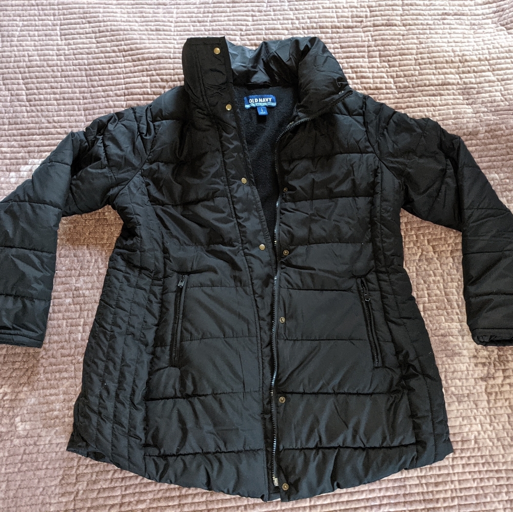 Old Navy large black down maternity winter jacket coat